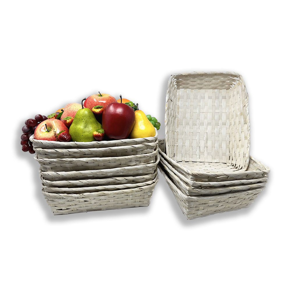 12 Pack - Rect Bamboo Utility Basket 12in - White Wash